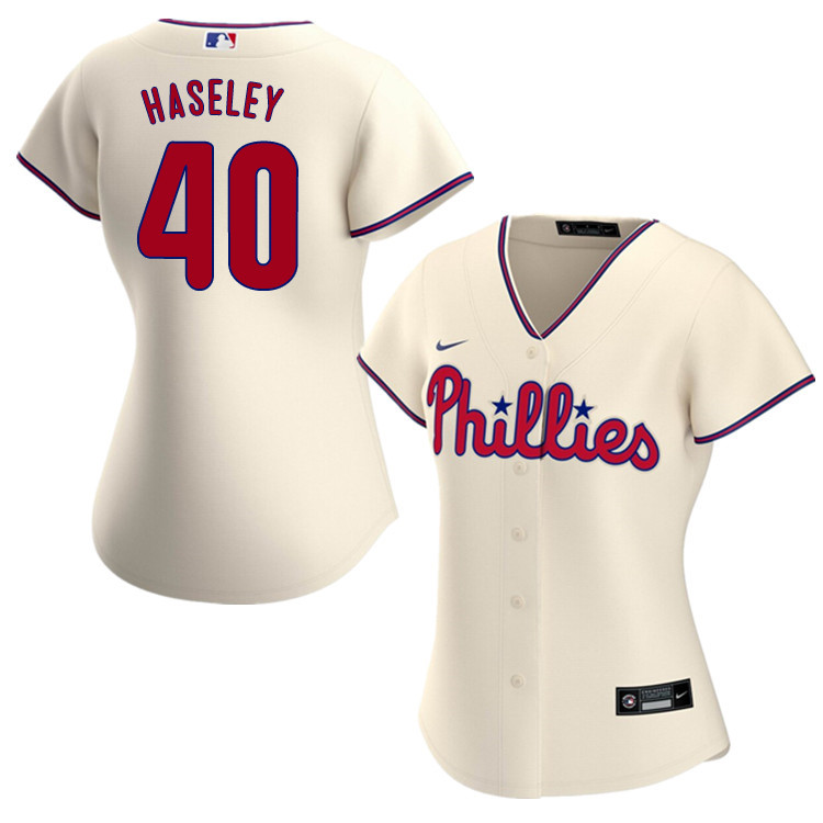 Nike Women #40 Adam Haseley Philadelphia Phillies Baseball Jerseys Sale-Cream